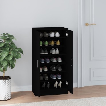 vidaXL Παπουτσοθήκη Μαύρη 55x35x108cm από Επεξεργασμένο Ξύλο
