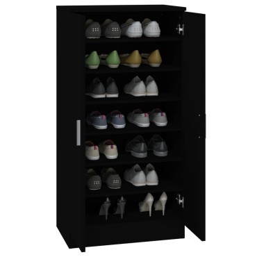 vidaXL Παπουτσοθήκη Μαύρη 55x35x108cm από Επεξεργασμένο Ξύλο