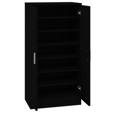 vidaXL Παπουτσοθήκη Μαύρη 55x35x108cm από Επεξεργασμένο Ξύλο