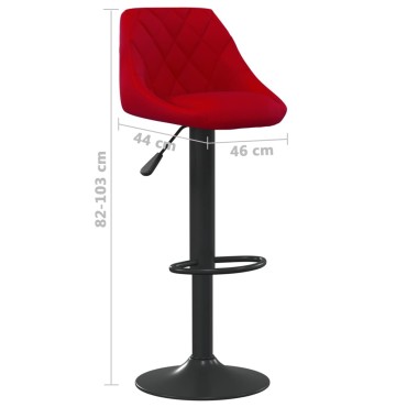 vidaXL Σκαμπό Μπαρ 2 τεμ. Μπορντό Βελούδινα 46x44x(82-103)cm