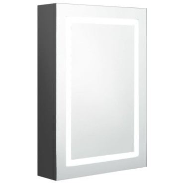 vidaXL Καθρέφτης Μπάνιου με Ντουλάπι & Φωτισμό LED Γκρι 50x13x70cm 1 τεμ.