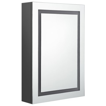 vidaXL Καθρέφτης Μπάνιου με Ντουλάπι & Φωτισμό LED Γκρι 50x13x70cm 1 τεμ.