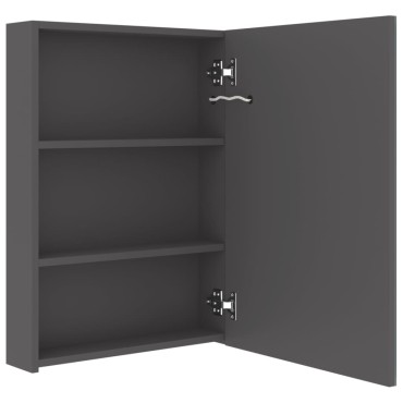 vidaXL Καθρέφτης Μπάνιου με Ντουλάπι & Φωτισμό LED Γκρι 50x13x70cm 1 τεμ.