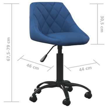 vidaXL Καρέκλα Γραφείου Μπλε Βελούδινη 44x46x(67,5-79)cm 1 τεμ.