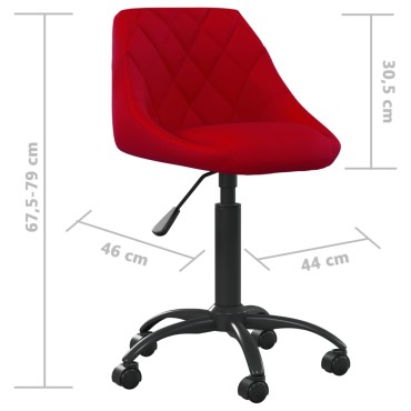 vidaXL Καρέκλα Γραφείου Μπορντό Βελούδινη 44x46x(67,5-79)cm 1 τεμ.