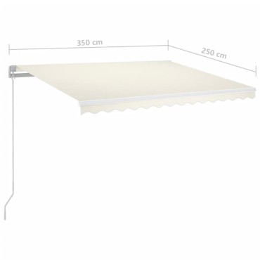 vidaXL Τέντα Συρόμενη Χειροκίνητη Κρεμ 350 x 250 εκ.