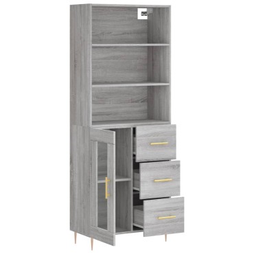 vidaXL Ντουλάπι Γκρι Sonoma 69,5x34x180cm Επεξεργασμένο Ξύλο 1 τεμ.