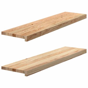 vidaXL Πατάκια Σκάλας 2 τεμ. 100x30x2 εκ. Ακατέργαστο Μασίφ Ξύλο Δρυός