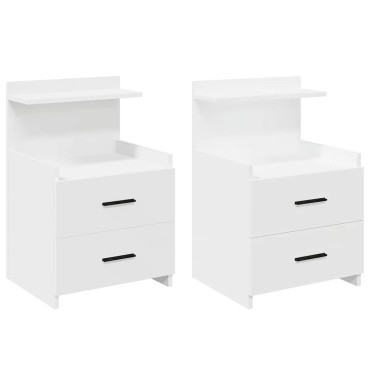 vidaXL Κομοδίνα 2 τεμ. με 2 Συρτάρια Λευκά 40x36,5x62cm