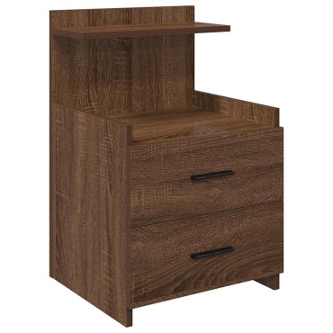 vidaXL Κομοδίνο με 2 Συρτάρια Καφέ Δρυς 40x36,5x62cm 1 τεμ.