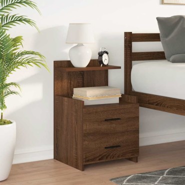 vidaXL Κομοδίνο με 2 Συρτάρια Καφέ Δρυς 40x36,5x62cm 1 τεμ.
