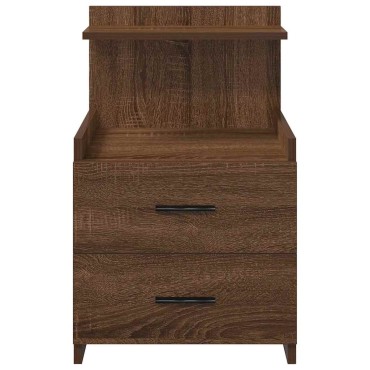 vidaXL Κομοδίνο με 2 Συρτάρια Καφέ Δρυς 40x36,5x62cm 1 τεμ.