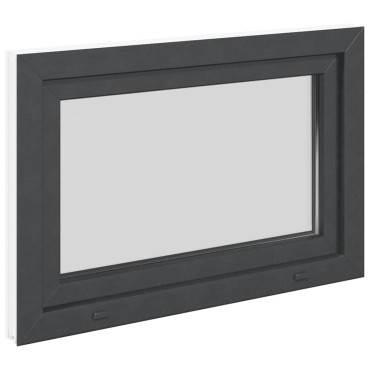 vidaXL Παράθυρο Υπογείου "RISOR" 90x70 εκ. Ανακλινόμενο & Περιστρεφόμενο DIN Αριστερό Ανθρακί