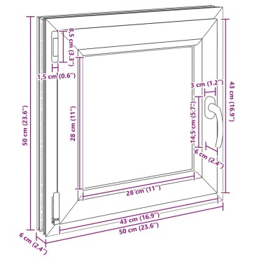 vidaXL Παράθυρο Υπογείου "RISOR" 50x50 εκ. Ανακλινόμενο & Περιστρεφόμενο DIN Αριστερό Ανθρακί