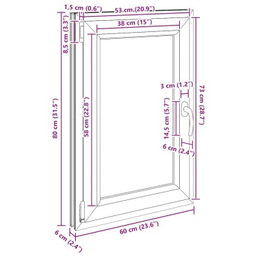 vidaXL Παράθυρο Υπογείου "RISOR" 60x80 εκ. Ανακλινόμενο & Περιστρεφόμενο DIN Αριστερό Ανθρακί