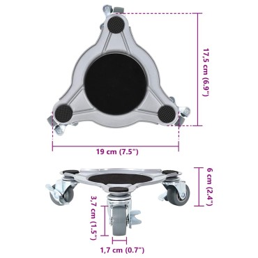 vidaXL Ρόλοι Επίπλων 4 τεμ. με Ανυψωτικό 19x17,5x6 εκ. Ατσάλι 1000 κιλά