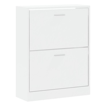 vidaXL Παπουτσοθήκη Γυαλιστερό Λευκό 63x24x81cm Επεξεργασμένο Ξύλο