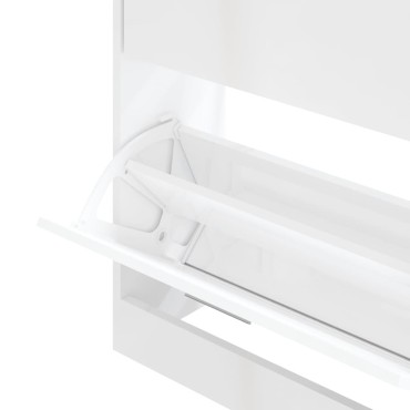 vidaXL Παπουτσοθήκη Γυαλιστερό Λευκό 63x24x81cm Επεξεργασμένο Ξύλο