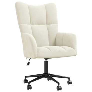 vidaXL Πολυθρόνα Relax Λευκό Κρεμ Βελούδινη 61,5x69x(94,5-102)cm 1 τεμ.