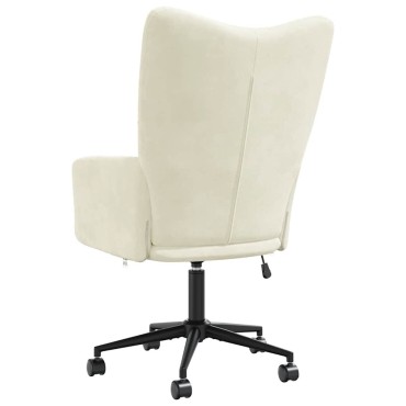 vidaXL Πολυθρόνα Relax Λευκό Κρεμ Βελούδινη 61,5x69x(94,5-102)cm 1 τεμ.