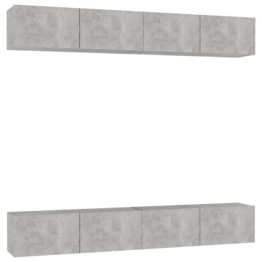 vidaXL Έπιπλα Τηλεόρασης 4 τεμ. Γκρι Σκυρ. 100x30x30cm από Επεξ. Ξύλο