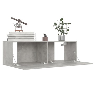 vidaXL Έπιπλα Τηλεόρασης 4 τεμ. Γκρι Σκυρ. 100x30x30cm από Επεξ. Ξύλο
