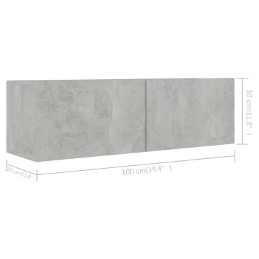 vidaXL Έπιπλα Τηλεόρασης 4 τεμ. Γκρι Σκυρ. 100x30x30cm από Επεξ. Ξύλο
