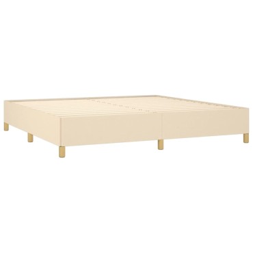 vidaXL Κρεβάτι Boxspring με Στρώμα Κρεμ 200x200 εκ. Υφασμάτινο