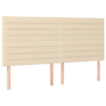 vidaXL Κρεβάτι Boxspring με Στρώμα Κρεμ 200x200 εκ. Υφασμάτινο