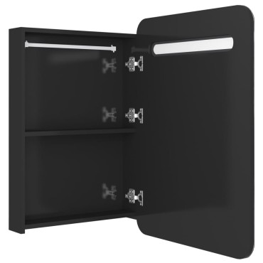 vidaXL Καθρέφτης Μπάνιου με Ντουλάπι & LED Λαμπερό Μαύρο 60x11x80cm 1 τεμ.