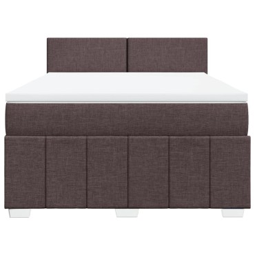 vidaXL Κρεβάτι Boxspring με Στρώμα Σκούρο Καφέ 160x200 εκ Υφασμάτινο