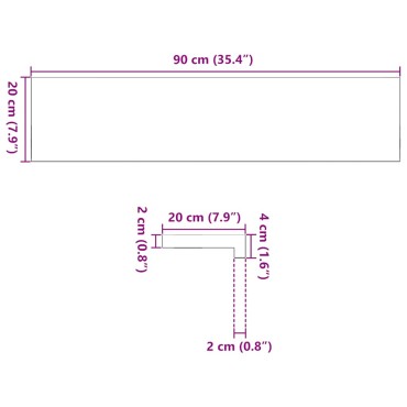 vidaXL Περβάζια παραθύρων 2 τεμ. 90x20x2 εκ. Ακατέργαστο Μασίφ Δρυός
