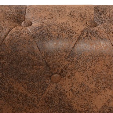 vidaXL Γωνιακός Καναπές Chesterfield 5 Θέσεων Καφέ από Συνθετικό Δέρμα 205x205x73cm