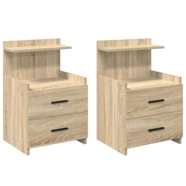 vidaXL Κομοδίνα 2 τεμ. με 2 Συρτάρια, Χρώμα Sonoma Δρυς 40x36,5x62cm