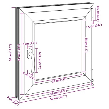 vidaXL Παράθυρο Υπογείου "RISOR" 50x50 εκ. Ανακλινόμενο & Περιστρεφόμενο DIN Δεξιό Λευκό
