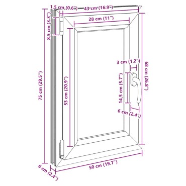 vidaXL Παράθυρο Υπογείου "RISOR" 50x75 εκ. Ανακλινόμενο & Περιστρεφόμενο DIN Αριστερό Ανθρακί