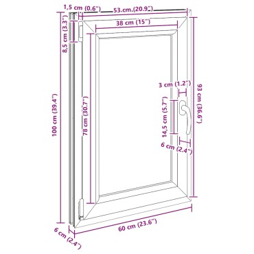 vidaXL Παράθυρο Υπογείου "RISOR" 60x100 εκ. Ανακλινόμενο & Περιστρεφόμενο DIN Αριστερό Ανθρακί