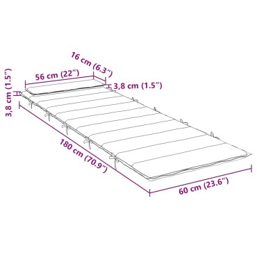 vidaXL Μαξιλάρι Ξαπλώστρας Μαύρο 180x60x4cm από Ύφασμα Oxford