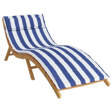 vidaXL Μαξιλάρι Ξαπλώστρας Μπλε&Λευκό Ριγέ 180x60x4cm Ύφασμα Oxford