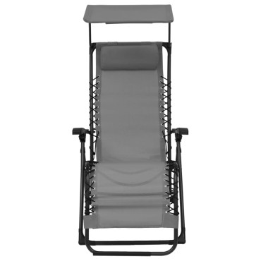 vidaXL Σεζλόνγκ Πτυσσόμενη Γκρι από Textilene 61x88x107,5cm 1 τεμ.