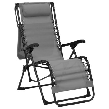 vidaXL Σεζλόνγκ Πτυσσόμενη Γκρι από Textilene 61x88x107,5cm 1 τεμ.
