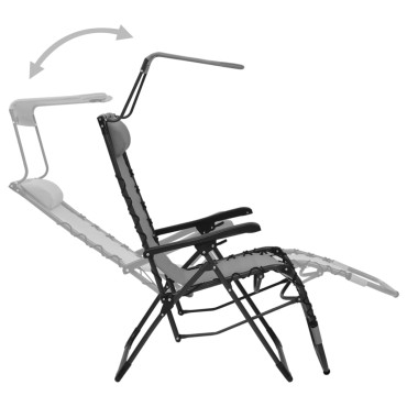 vidaXL Σεζλόνγκ Πτυσσόμενη Γκρι από Textilene 61x88x107,5cm 1 τεμ.