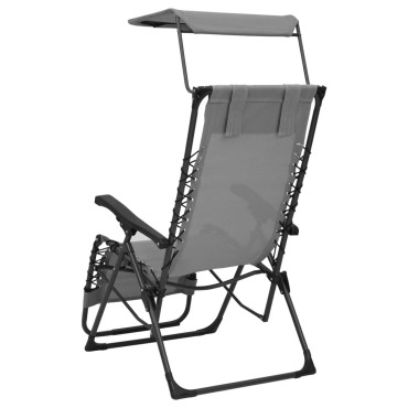 vidaXL Σεζλόνγκ Πτυσσόμενη Γκρι από Textilene 61x88x107,5cm 1 τεμ.