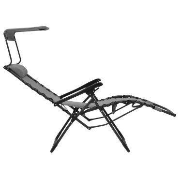 vidaXL Σεζλόνγκ Πτυσσόμενη Γκρι από Textilene 61x88x107,5cm 1 τεμ.