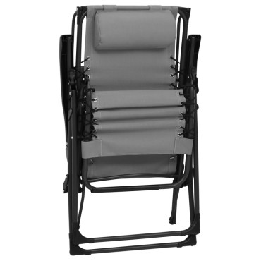 vidaXL Σεζλόνγκ Πτυσσόμενη Γκρι από Textilene 61x88x107,5cm 1 τεμ.