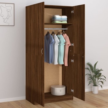 vidaXL Ντουλάπα Καφέ Δρυς 90x52x200cm από Επεξεργασμένο Ξύλο 1 τεμ.