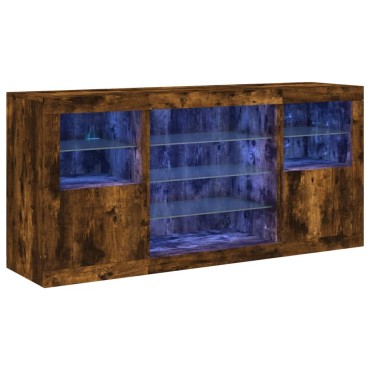 vidaXL Ντουλάπι με LED Καπνιστή Δρυς 142,5x37x67cm 1 τεμ.