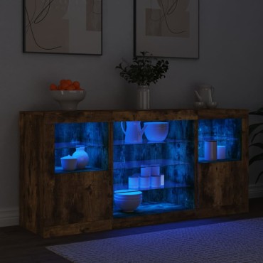 vidaXL Ντουλάπι με LED Καπνιστή Δρυς 142,5x37x67cm 1 τεμ.