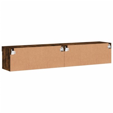 vidaXL Έπιπλα Τηλεόρασης με LED 2 τεμ. Καπνιστή Δρυς 80x30x30cm