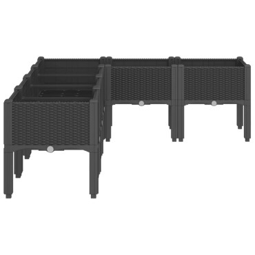 vidaXL Ζαρντινιέρα Κήπου με Πόδια Μαύρη 160x120x42 εκ. Πολυπροπυλένιο